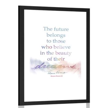 Plakat z passepartout i motywacyjnym cytatem - Eleanor Roosevelt - 20x30 black