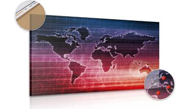 Obraz na korku mapa świata z ciekawym tłem - 90x60  wooden