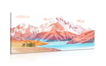 Obraz malowany krajobraz górski - 120x60