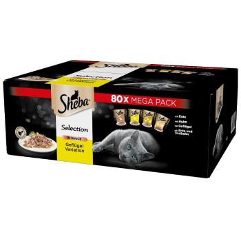 SHEBA saszetki 80x85 g Selection Drobiowe smaki – mokra karma pełnoporcjowa dla dorosłych kotów, kawałki: z kaczką, z kurczakiem, z drobiem, z kaczką 