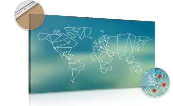 Obraz stylizowana mapa świata na korku - 120x80  metallic