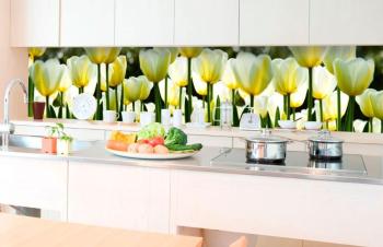 Samoprzylepna fototapeta do kuchni białe tulipany - 260x60