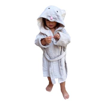 Biało-szary bawełniany szlafrok dla dziecka rozmiar S Mouse - Rocket Baby