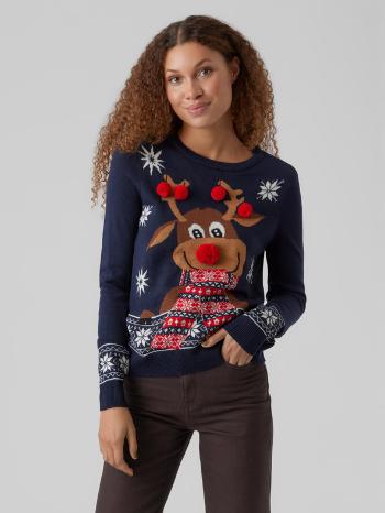 Vero Moda New Frosty Deer Sweter Niebieski