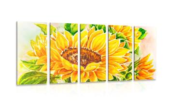 5-częściowy obraz piękny słonecznik - 100x50