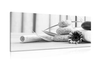 Obraz medytacja i wellness martwa natura w wersji czarno-białej - 120x60