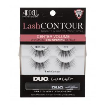 Ardell Lash Contour 370 zestaw Sztuczne rzęsy2 pary + klej do rzęs i eyeliner 2w1 2,5 g dla kobiet Black