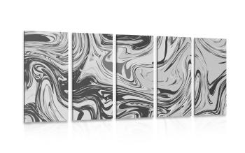 5-częściowy obraz abstrakcyjny wzór w wersji czarno-białej - 100x50