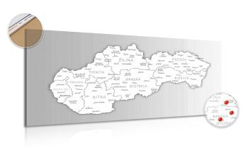 Obraz na korku czarno-biała mapa Słowacji - 100x50  color mix