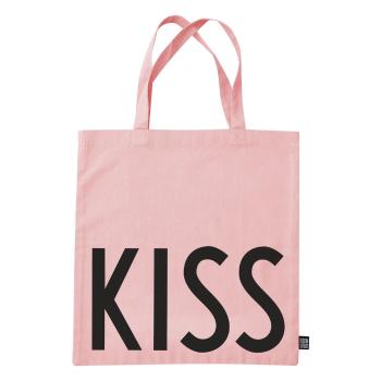 Różowa materiałowa torba Design Letters Kiss