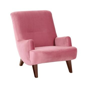 Różowy fotel z brązowymi nogami Max Winzer Brandford Suede