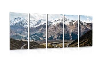 5-częściowy obraz wspaniała panorama górska - 100x50
