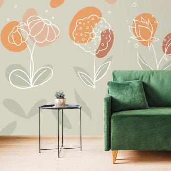 Tapeta minimalistyczne kwiaty w subtelnych kolorach - 150x100