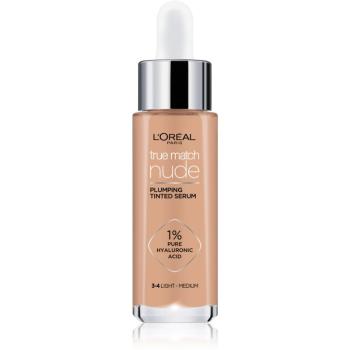 L’Oréal Paris True Match Nude Plumping Tinted Serum serum do ujednolicenia kolorytu skóry odcień 3-4 Light Medium 30 ml
