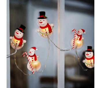 1V251-LED Bożonarodzeniowy łańcuch z przyssawkami 6xLED/2xAA 1,2m ciepła biel bałwan