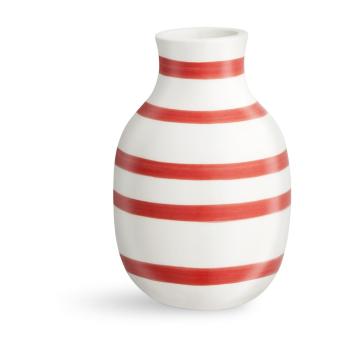 Biało-czerwony ceramiczny wazon w paski Kähler Design Omaggio, wys. 12,5 cm