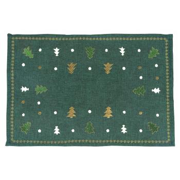 Zestaw 6 zielonych świątecznych mat stołowych Villa d'Este Xmas Tree, 30x45 cm