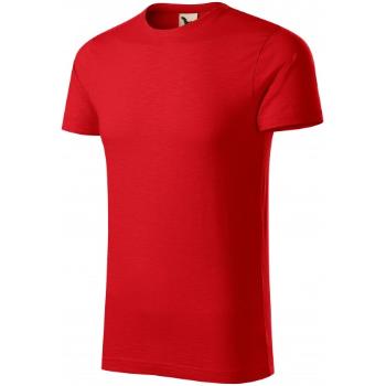 T-shirt męski, teksturowana bawełna organiczna, czerwony, XL