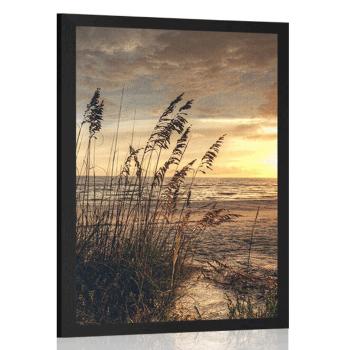 Plakat zachód słońca na plaży - 60x90 white