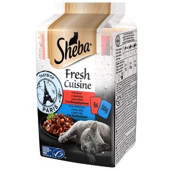 SHEBA Fresh Cuisine Taste of Paris mokra karma dla dorosłych kotów z wołowiną, z białą rybą 72x50g