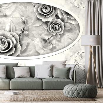 Samoprzylepna tapeta czarno-białe kamienne róże - 450x300