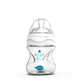 nuvita Butelka dla niemowląt Anti - Colic Szklana kolekcja z innowacyjnym smoczkiem 140ml w kolorze białym