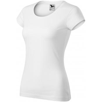 T-shirt damski slim fit z okrągłym dekoltem, biały, XS
