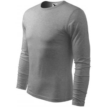 Męska koszulka z długim rękawem, ciemnoszary marmur, XL