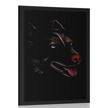 Plakat wilk w nocnym krajobrazie - 30x45 black