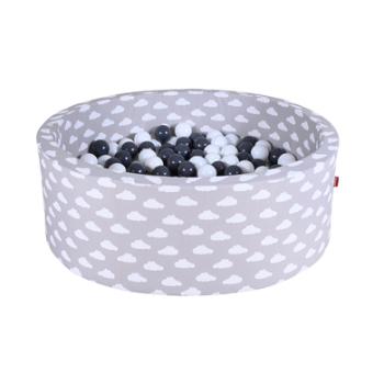 knorr® toys Basen z piłkami - Grey white clouds - 300 piłek grey/creme