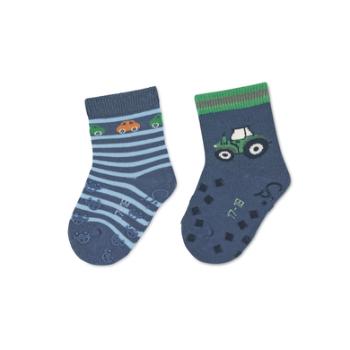 Sterntaler ABS Toddler Socks Twin Pack Cars/Tractor Blue