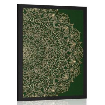 Plakat szczegółowa dekoracyjna Mandala w kolorze zielonym - 60x90 black