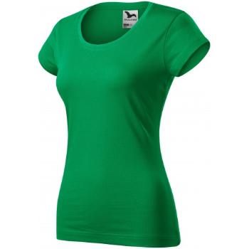 T-shirt damski slim fit z okrągłym dekoltem, zielona trawa, L