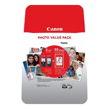 Canon originální ink PG-560XL/CL-561XL multipack + PP-201 10x15cm 50I, black/color, blistr, black 400/color 300str., black 14.3/co