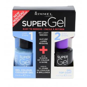 Rimmel London Super Gel By Kate zestaw Super Gel By Kate 12 ml + Super Gel Top Coat 12 ml dla kobiet 052 Blue Babe