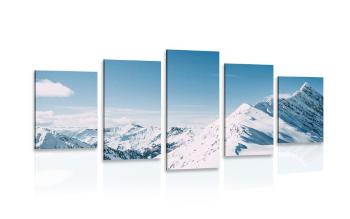5-częściowy obraz góry pokryte śniegiem - 100x50