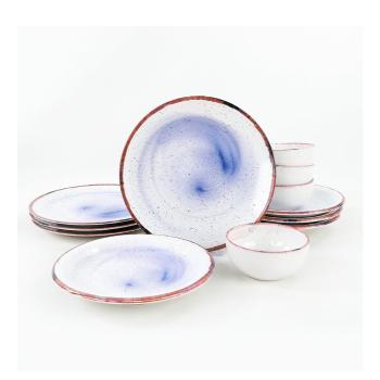 12-częściowy zestaw biało-niebieskich ceramicznych naczyń My Ceramic