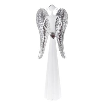 Metalowa figurka anioła z oświetleniem LED Dakls, wys. 49 cm