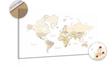 Obraz na korku mapa świata z elementami vintage - 120x80  metallic