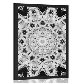Plakat ciekawa Mandala w czerni i bieli - 20x30 silver