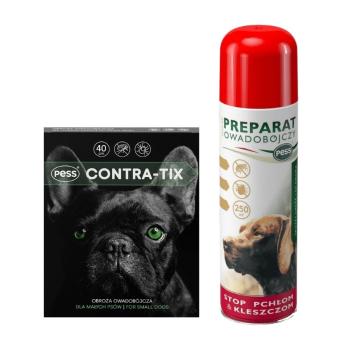 PESS Contra-Tix Obroża owadobójcza dla małych psów 40 cm + Flea-Kil Preparat owadobójczy przeciw pchłom i kleszczom dla psów 250 ml