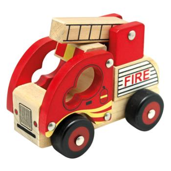 Bino Drewniany samochodzik Wóż strażacki
