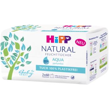 Hipp Babysanft Aqua Natural nawilżane chusteczki oczyszczające dla dzieci od urodzenia 2x60 szt.