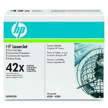 HP originální toner Q5942XD, black, 40000 (2x20000)str., HP 42X, high capacity, HP LaserJet 4250, 4350, Dual pack, 2ks