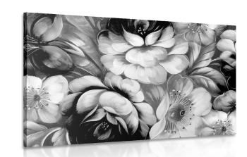 Obraz impresjonistyczny świat kwiatów w wersji czarno-białej - 60x40