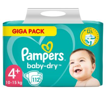 Pampers Baby Dry, rozmiar 4+ Maxi Plus, 10-15kg, 112 pieluszek
