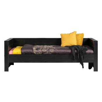Czarne łóżko/sofa z drewna sosnowego WOOOD Dennis, 90x200 cm