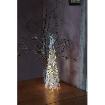 Dekoracja świetlna LED w kształcie choinki Sirius Kirstine Silver, wys. 53,5 cm