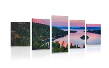 5-częściowy obraz jezioro o zachodzie słońca - 100x50