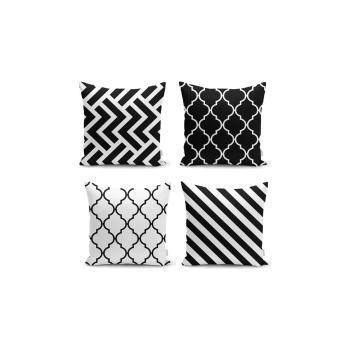 Zestaw 4 poszewek na poduszkę Minimalist Cushion Covers BW Graphic Patterns, 45x45 cm